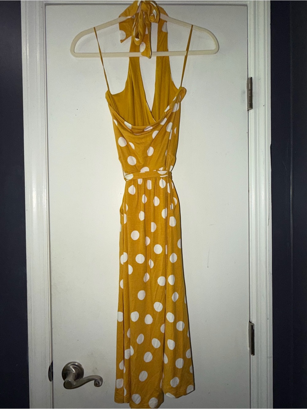 Boden Yellow and White Polka Dot Midi Halter Dress - Picture 5 of 5